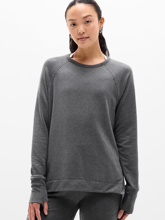 Athleta Tops - Athleta Coaster Luxe Recover Sweatshirt Heathered Gray Nirvana Fabric Size Small